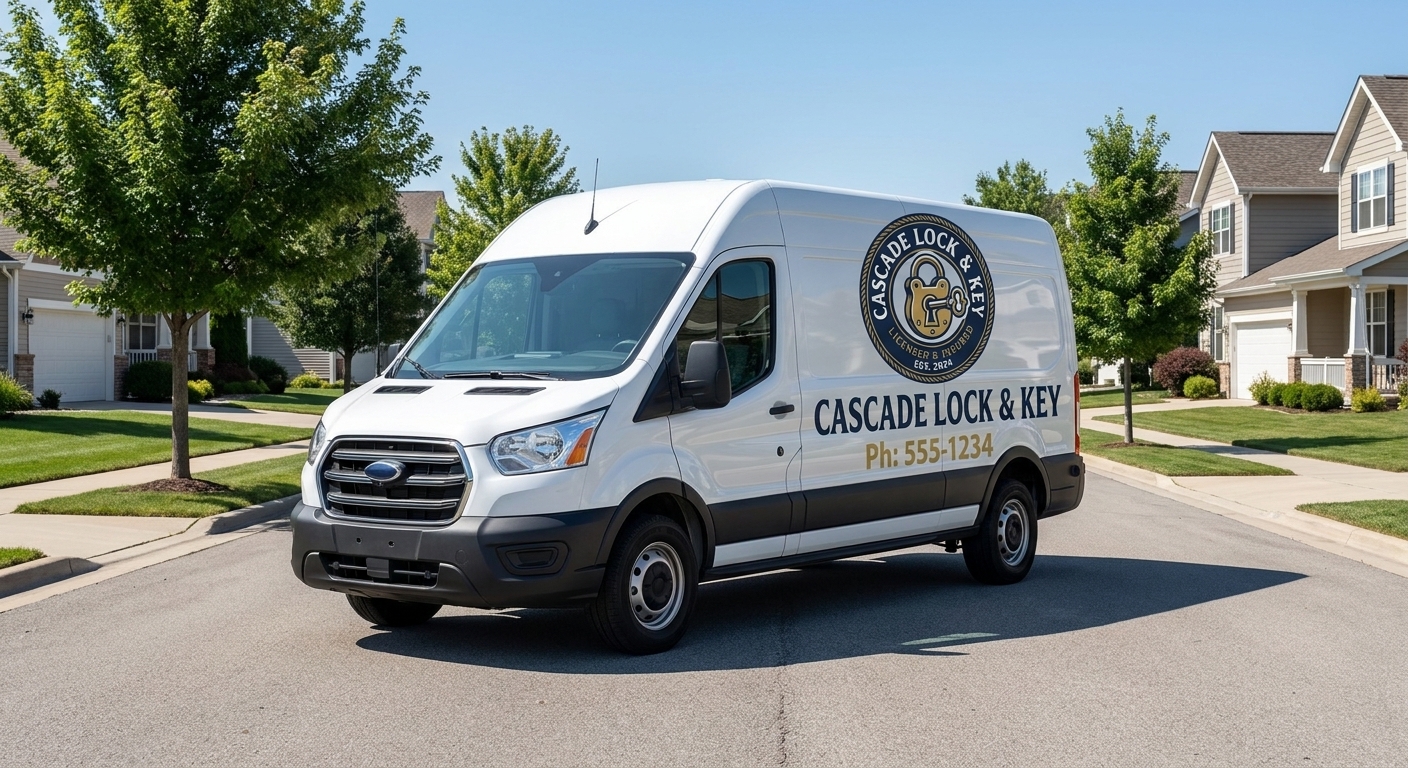 Mobile locksmith van equipped for automotive key services